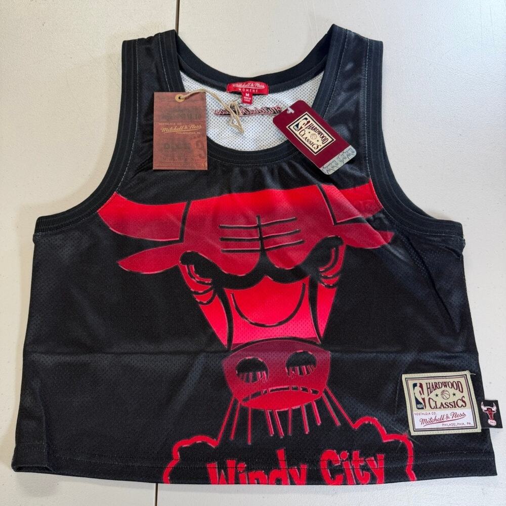 Chicago Bulls Mitchell & Ness NBA Women's Big Face Crop Tank Medium NWT